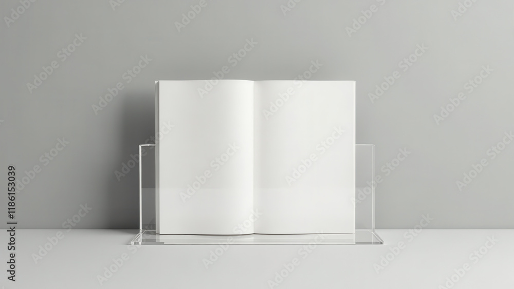 Book Mockup on Transparent Acrylic Stand, Gradient Background Book Mockup on Transparent Acrylic Stand, Gradient Background