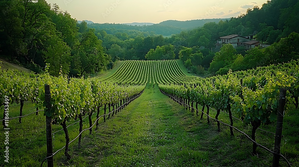 Naklejka premium vineyard in the morning