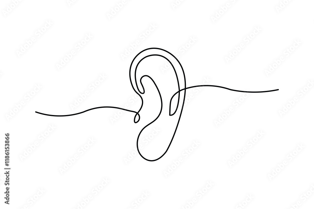 Obraz premium Simple illustration of human ear vector continuous single line art drawing