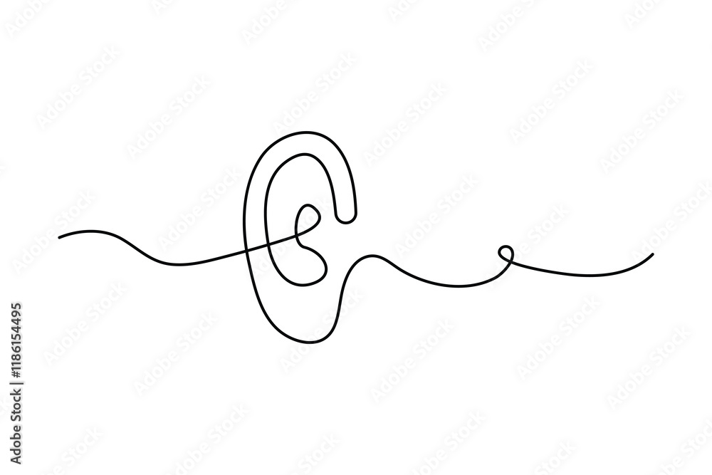 Fototapeta premium Simple illustration of human ear vector continuous single line art drawing 