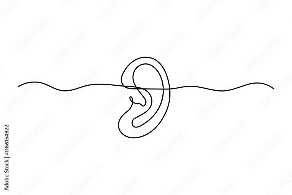 Obraz premium Simple illustration of human ear vector continuous single line art drawing 