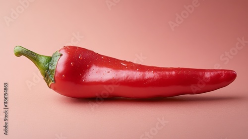 Red chili pepper on pink background showcasing fresh produce with vibrant colors