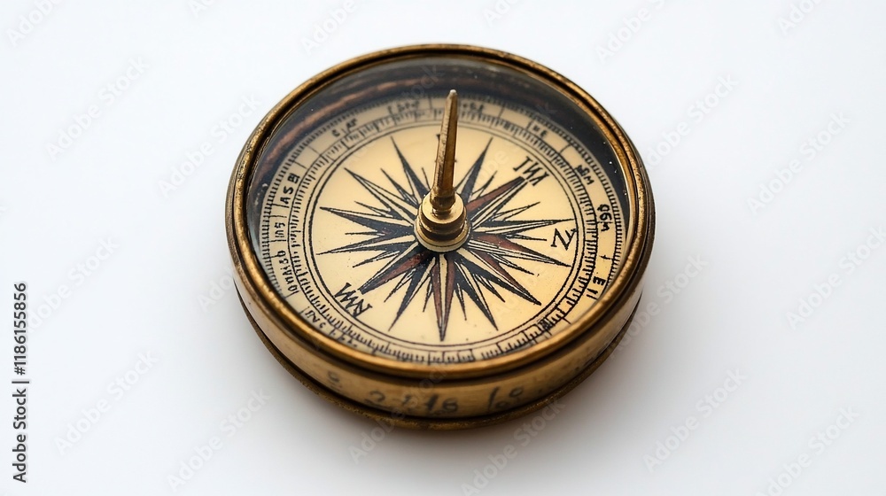 Antique brass compass isolated on white background. Antique brass compass isolated on white background.