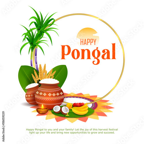 illustration of Happy Pongal Holiday Harvest Festival of Tamil Nadu South India greeting background