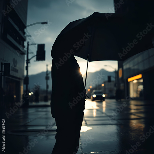 person walking in the rain