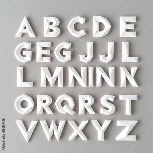 3d silver metal alphabet