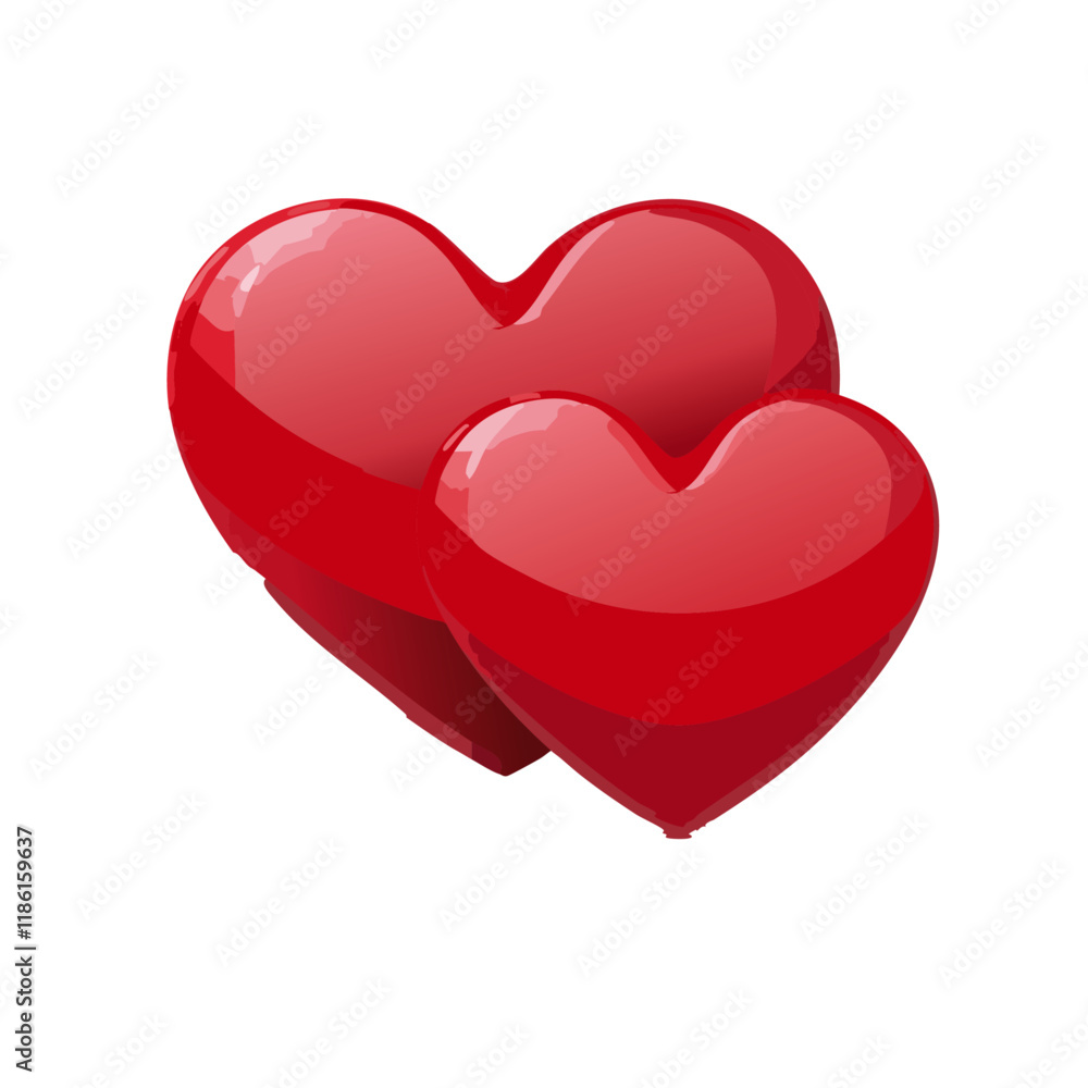 two 3d red heart isolated vector art design two 3d red heart isolated vector art design