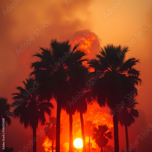 palm trees at sunset