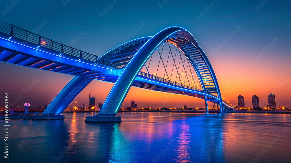 Naklejka premium city harbour bridge at night