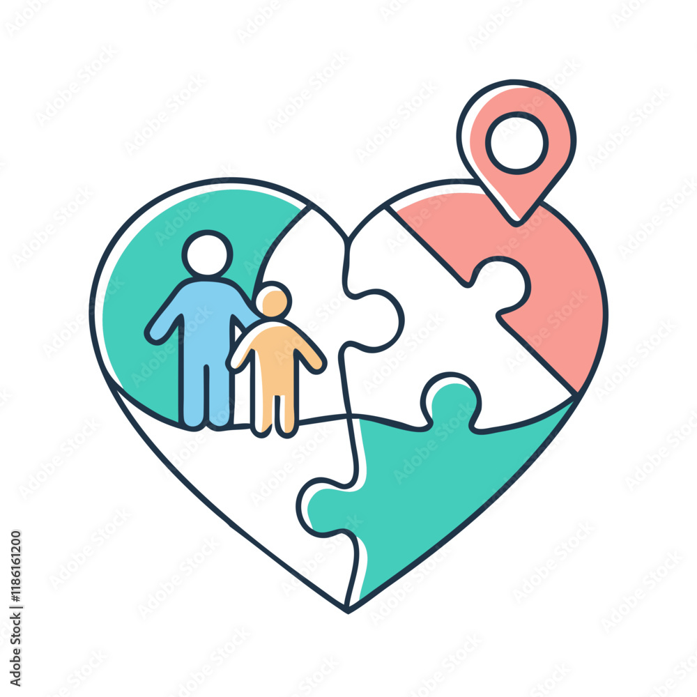 family puzzle heart vector icon, family day vector illustration - simple illustration of family puzzle heart perfect for logos, and family day-themed designs. family puzzle heart vector icon, family day vector illustration - simple illustration of family puzzle heart perfect for logos, and family day-themed designs.