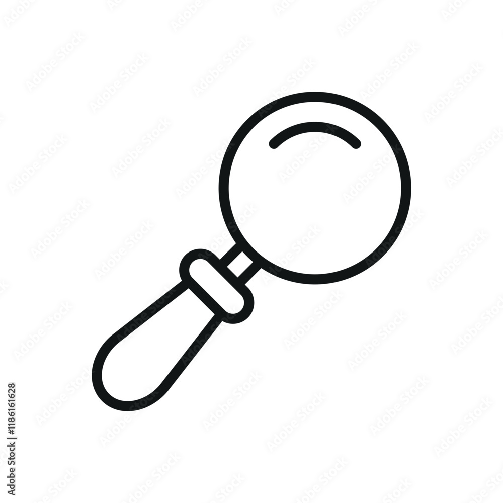 Magnifying glass icon featuring a modern and minimalist style, ideal for adding clarity to research, investigation, or educational-themed projects Magnifying glass icon featuring a modern and minimalist style, ideal for adding clarity to research, investigation, or educational-themed projects