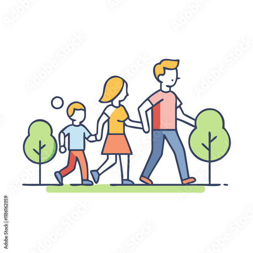 family walking in park vector icon, family day vector illustration - simple illustration of family walking in park perfect for logos, and family day-themed designs.