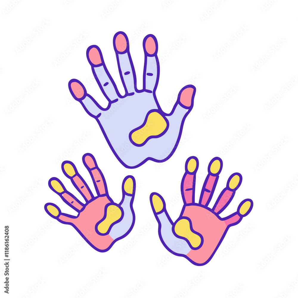 handprints of all family members vector icon, family day vector illustration - simple illustration of handprints of all family members perfect for logos, and family day-themed designs. handprints of all family members vector icon, family day vector illustration - simple illustration of handprints of all family members perfect for logos, and family day-themed designs.