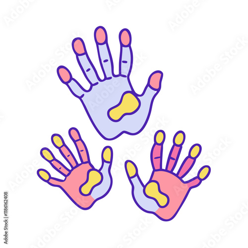 handprints of all family members vector icon, family day vector illustration - simple illustration of handprints of all family members perfect for logos, and family day-themed designs.