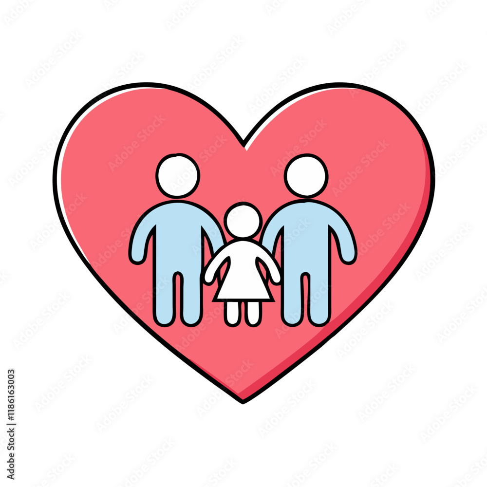 heart with family inside vector icon, family day vector illustration - simple illustration of heart with family inside perfect for logos, and family day-themed designs. heart with family inside vector icon, family day vector illustration - simple illustration of heart with family inside perfect for logos, and family day-themed designs.