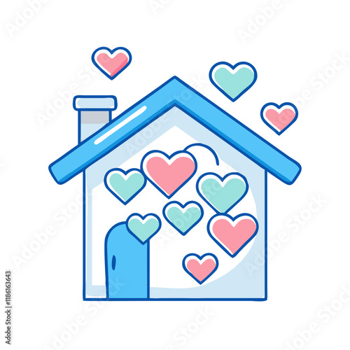 house with hearts vector icon, family day vector illustration - simple illustration of house with hearts perfect for logos, and family day-themed designs.