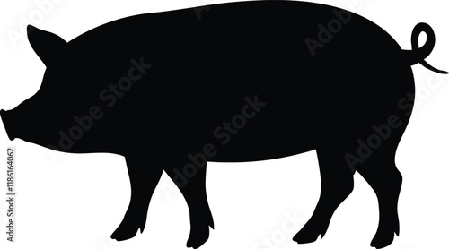 Pig silhouette vector, Pig icon vector illustration