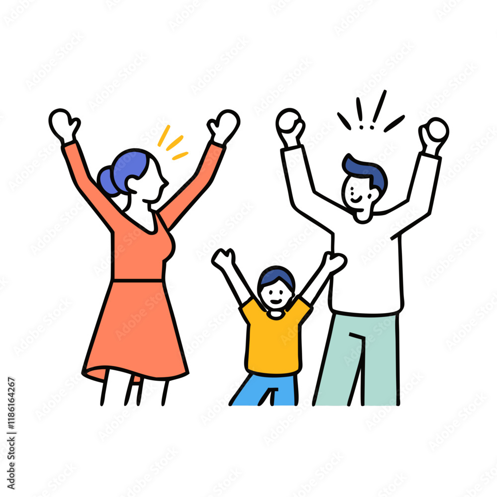parents cheering kids vector icon, family day vector illustration - simple illustration of parents cheering kids perfect for logos, and family day-themed designs. parents cheering kids vector icon, family day vector illustration - simple illustration of parents cheering kids perfect for logos, and family day-themed designs.
