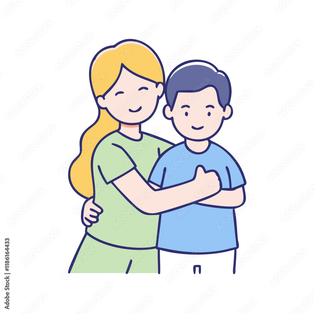 sibling hug vector icon, family day vector illustration - simple illustration of sibling hug perfect for logos, and family day-themed designs. sibling hug vector icon, family day vector illustration - simple illustration of sibling hug perfect for logos, and family day-themed designs.