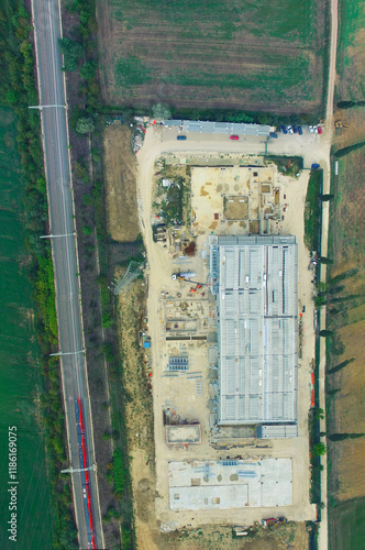 Overhead Aerial Shot of Chemical Industry Construction Zone photo