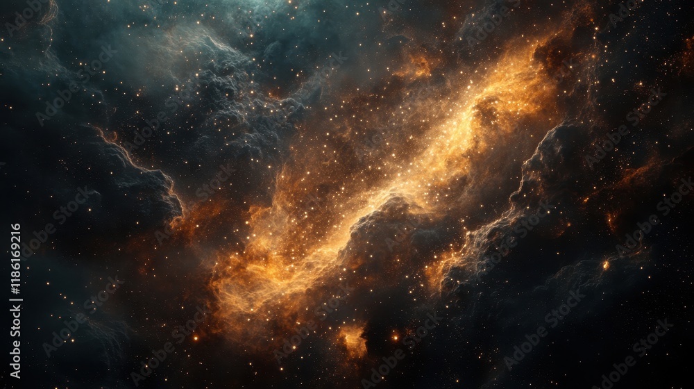 Obraz premium A Glowing Nebula in a Starry Night Sky