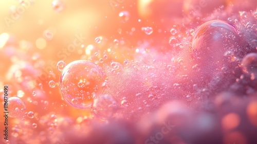 Vibrant Sparkling Bubbles in Soft Pink and Orange Tones, Perfect for Beauty, Beverage, and Branding Concepts

