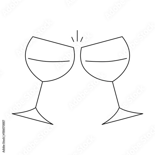 Drink in glass goblet icon drawing