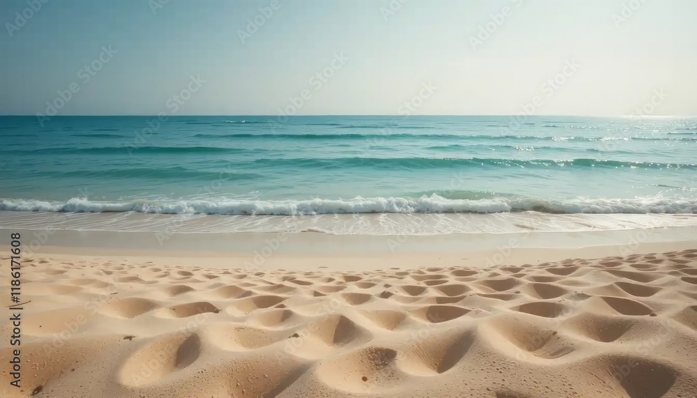 Tranquil Beach Scene: Serene Coastal Landscape with Gentle Waves and Golden Sand Tranquil Beach Scene: Serene Coastal Landscape with Gentle Waves and Golden Sand