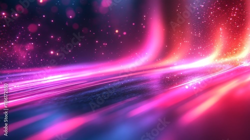 Dynamic Neon Light Trails Representing Data Streams and Futuristic Flow

