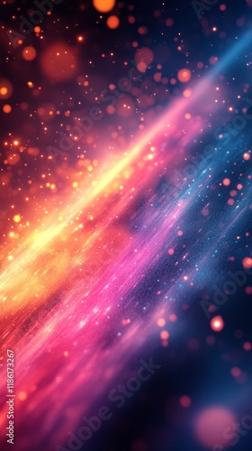 Dynamic Abstract Light Streaks and Sparkling Particles in Vibrant Colors

