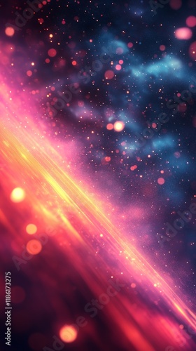 Dynamic Abstract Light Streaks and Sparkling Particles in Vibrant Colors

