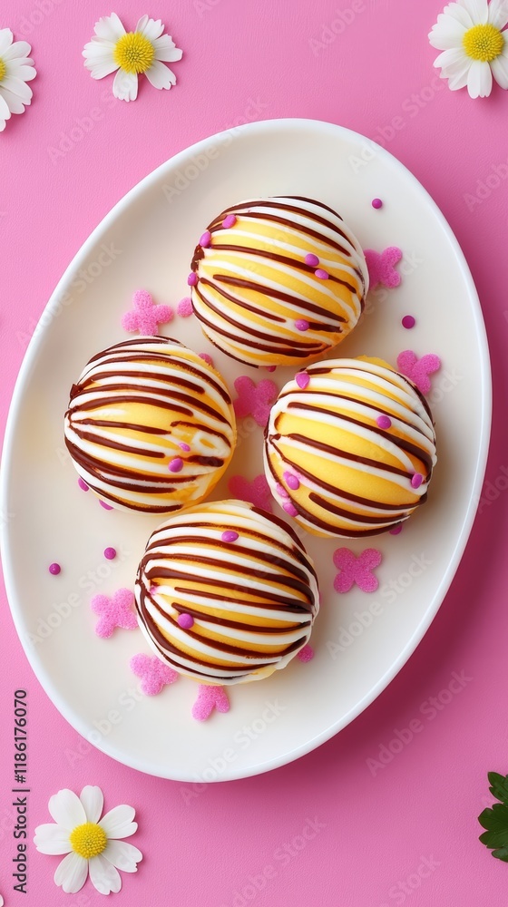 Obraz premium Elegant A plate of spaghetti ice cream styled to look like a savory dish but made of sweet treats for a creative April Fools Day prank 