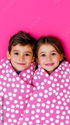 Elegant A sibling pair snuggling up under a soft blanket while watching their favorite movie surrounded by popcorn and laughter for National Siblings Day 