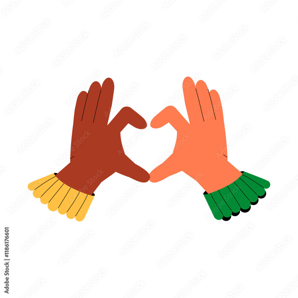 Obraz premium Hands Forming A Heart Shape In Flat Vector Illustration Symbolizing Love, Connection, And Positivity, Isolated On White Background.