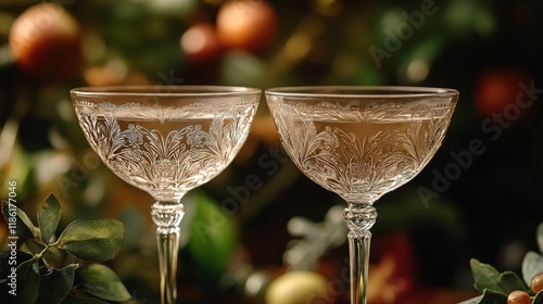 Elegant sparkling drinks served in intricately designed glasses during a fest...