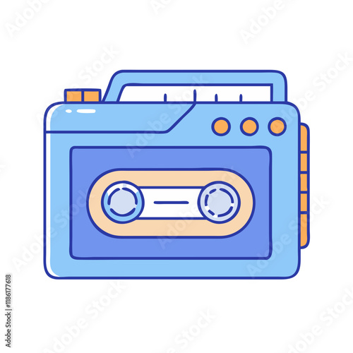 compact cassette player vector icon, national retro day vector illustration - simple illustration of compact cassette player perfect for logos, and national retro day vector-themed designs.