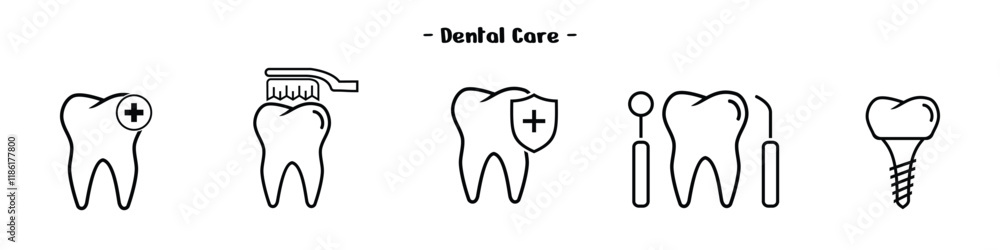 dental care icon set, simple outline design, editable vector eps 10. dental care icon set, simple outline design, editable vector eps 10.