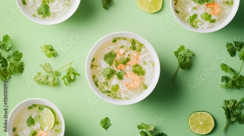 Revitalizing Vietnamese Canh Chay Flat Lay photo