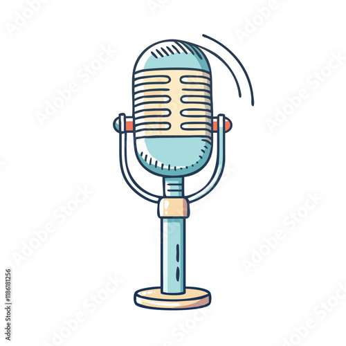 vintage microphone vector icon, national retro day vector illustration - simple illustration of vintage microphone perfect for logos, and national retro day vector-themed designs.