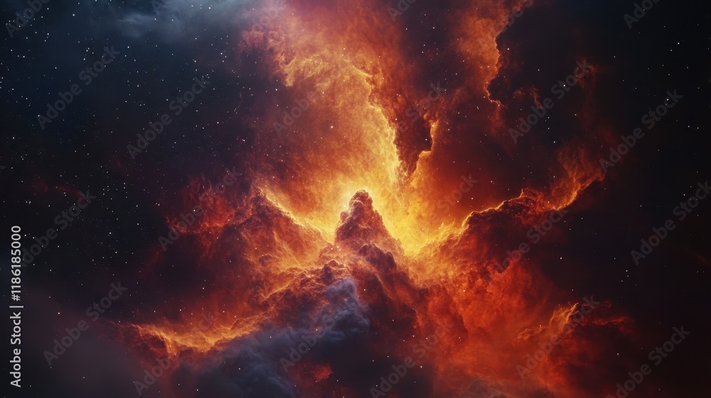 Fiery Nebula Cosmic Cloudscape Stellar Dust Fiery Nebula Cosmic Cloudscape Stellar Dust
