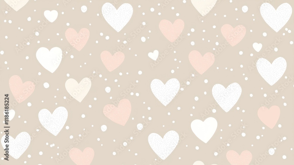 Pattern of hearts on a beige background. Pattern of hearts on a beige background.