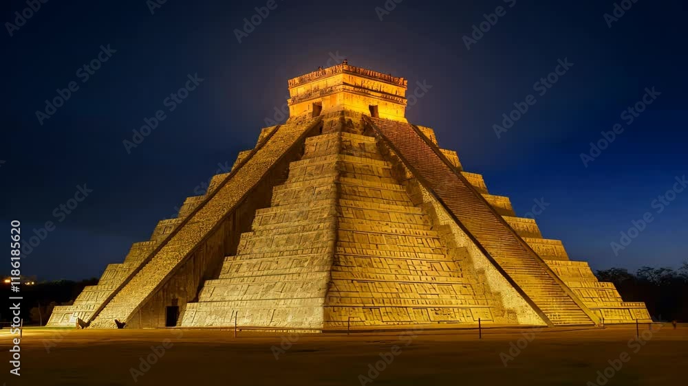 custom made wallpaper toronto digitalMajestic ancient pyramid at sunset, illuminated by golden light, showcasing intricate stone steps and historic architecture, evoking the grandeur of a lost civilization.