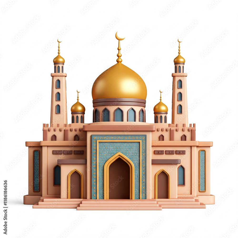 Fototapeta premium Cute small mosque illustration isolated on white background
