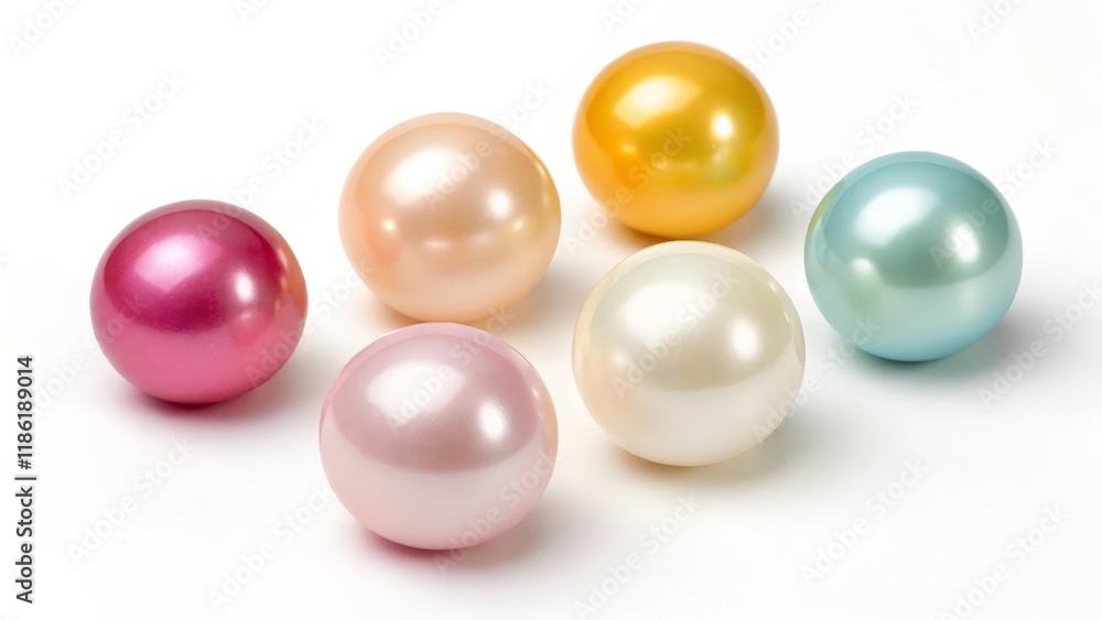 multicolored pearls on a white background multicolored pearls on a white background