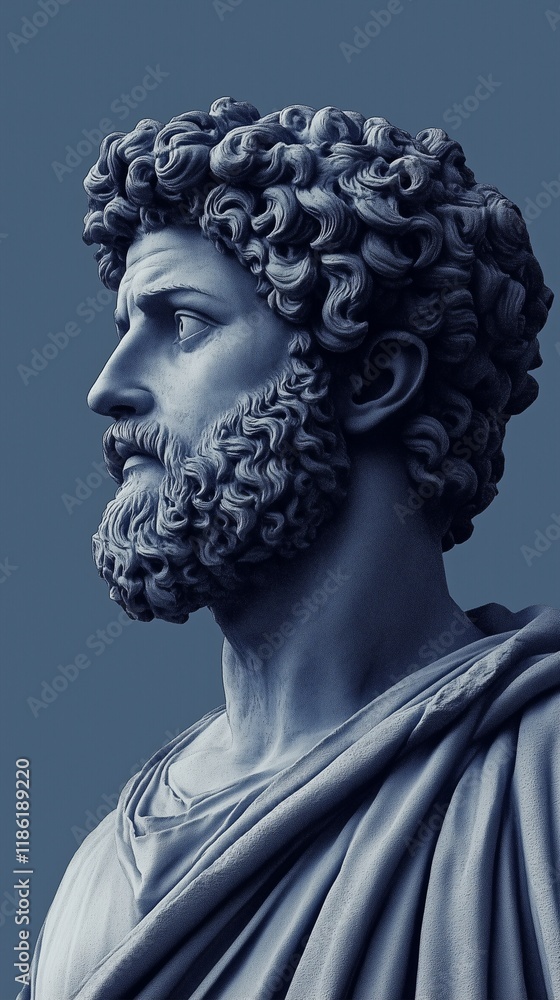 a realistic gray statue of emperor Marcus Aurelius, stoicism philosophy a realistic gray statue of emperor Marcus Aurelius, stoicism philosophy