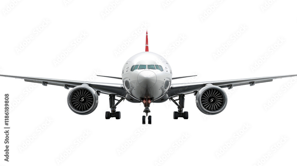 Front view of wide body passenger airplane isolated. Front view of wide body passenger airplane isolated.