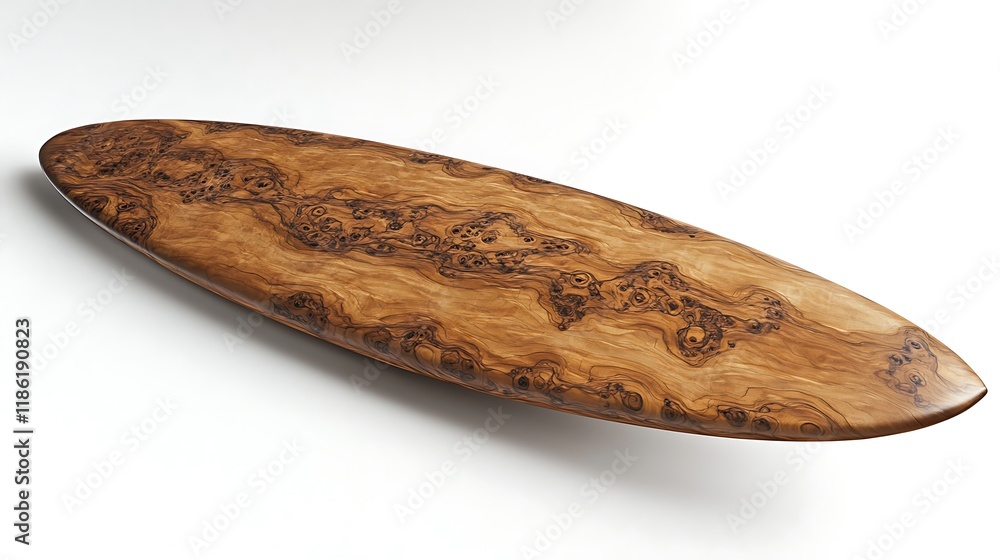 Detailed wood surfboard vector with intricate grain patterns, on a clean white background. Detailed wood surfboard vector with intricate grain patterns, on a clean white background.