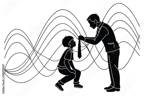 A father teaching his child to tie a tie