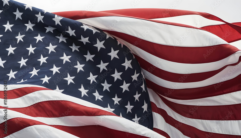 Fototapeta premium American flag pattern flying. Happy independence day 4th of July background.