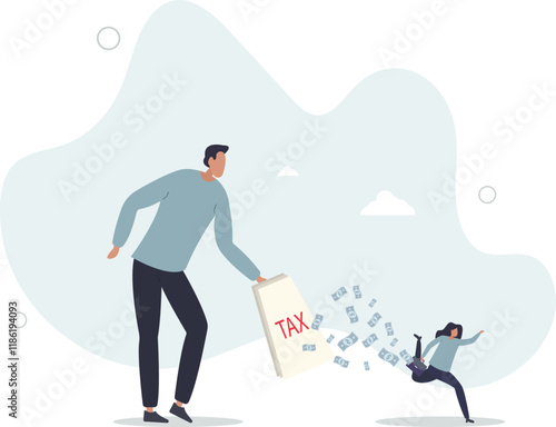Tax evasion, illegal hide revenue and avoid paying government tax, fraud and money laundering or financial crime concept.flat characters.